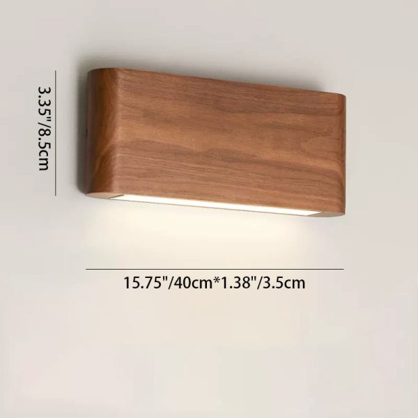 Modern Minimalist Rectangle Wood Aluminum PC Shade LED Wall Sconce Lamp For Bedroom - Image 5