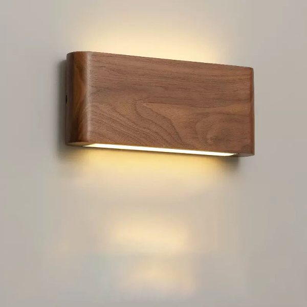 Modern Minimalist Rectangle Wood Aluminum PC Shade LED Wall Sconce Lamp For Bedroom - Image 21
