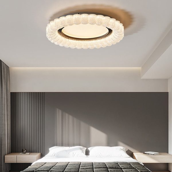 Modern Minimalist Round Lace Hardware Acrylic LED Flush Mount Ceiling Light For Bedroom