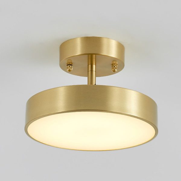 Modern Luxury Adjustable Angle Round Copper Acrylic LED Semi-Flush Mount Ceiling Light For Living Room - Image 12