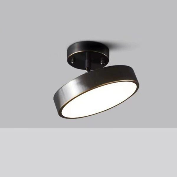 Modern Luxury Adjustable Angle Round Copper Acrylic LED Semi-Flush Mount Ceiling Light For Living Room - Image 10