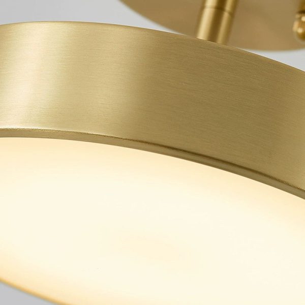 Modern Luxury Adjustable Angle Round Copper Acrylic LED Semi-Flush Mount Ceiling Light For Living Room - Image 8