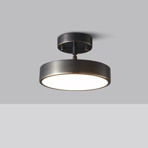 Modern Luxury Adjustable Angle Round Copper Acrylic LED Semi-Flush Mount Ceiling Light For Living Room - Image 9
