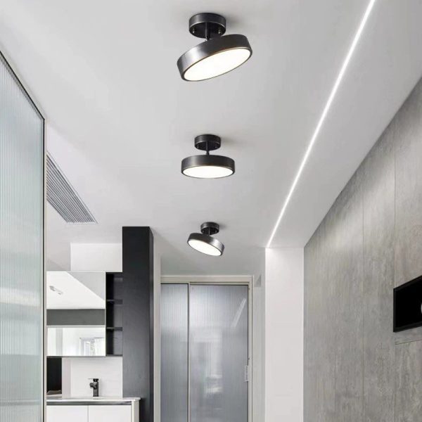 Modern Luxury Adjustable Angle Round Copper Acrylic LED Semi-Flush Mount Ceiling Light For Living Room - Image 13