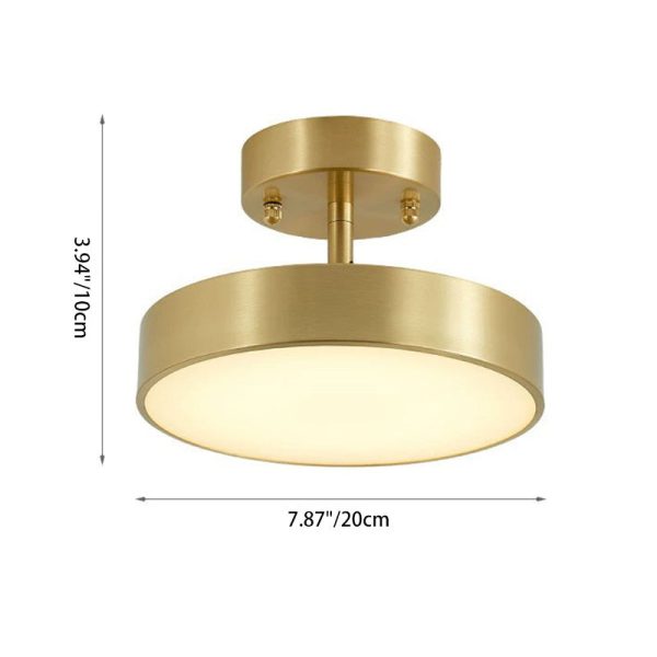 Modern Luxury Adjustable Angle Round Copper Acrylic LED Semi-Flush Mount Ceiling Light For Living Room - Image 5