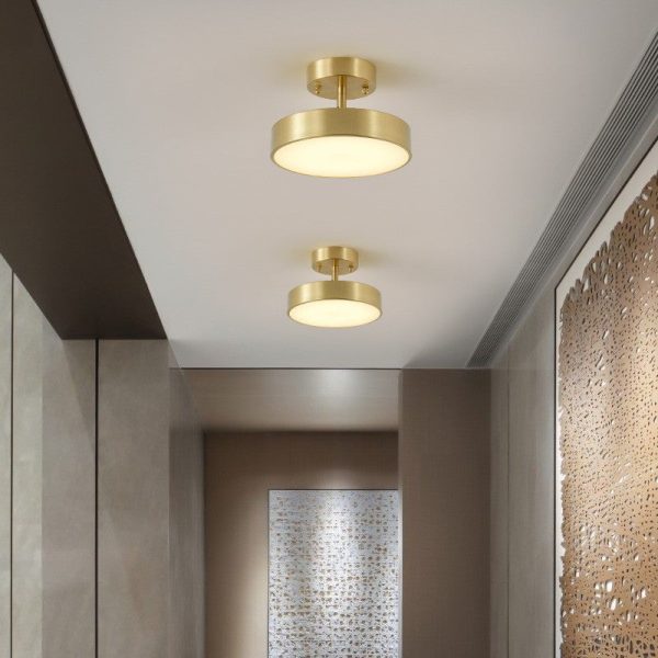 Modern Luxury Adjustable Angle Round Copper Acrylic LED Semi-Flush Mount Ceiling Light For Living Room - Image 15