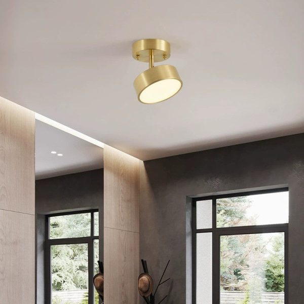 Modern Luxury Adjustable Angle Round Copper Acrylic LED Semi-Flush Mount Ceiling Light For Living Room - Image 18