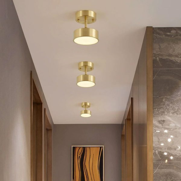 Modern Luxury Adjustable Angle Round Copper Acrylic LED Semi-Flush Mount Ceiling Light For Living Room - Image 19