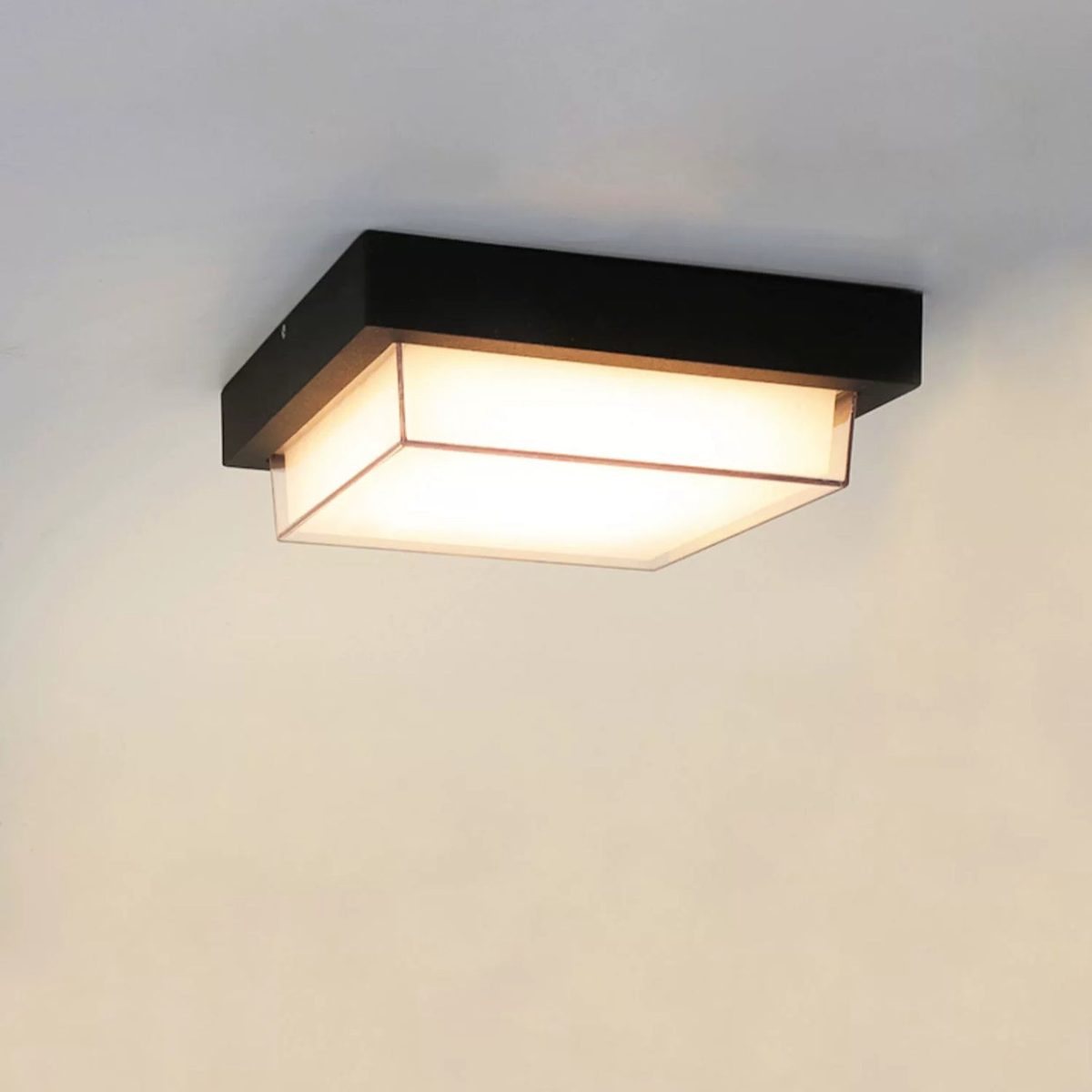 Modern Minimalist Outdoor Waterproof Square Aluminum Frame PC Shade LED Flush Mount Ceiling Light For Outdoor Patio - Image 19