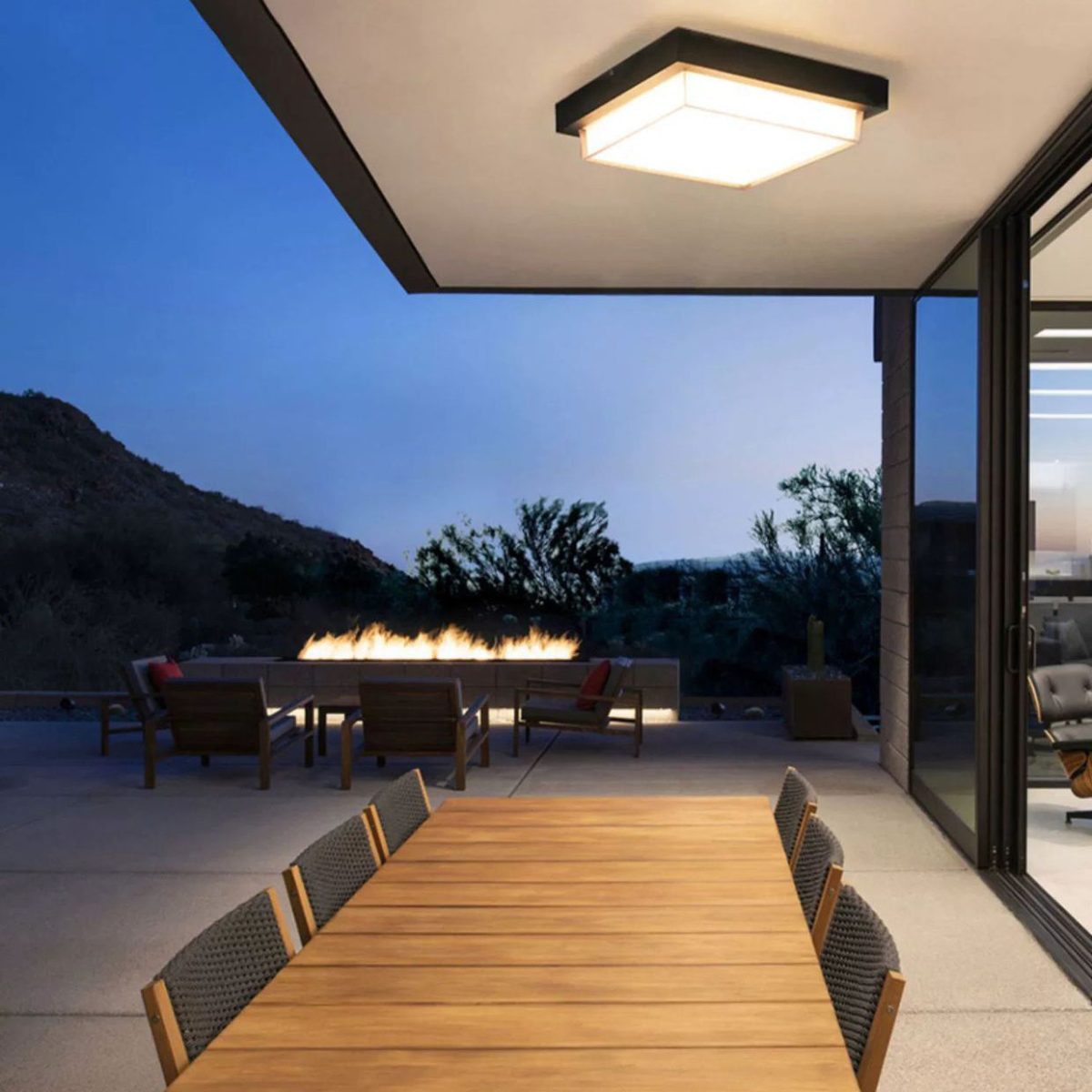 Modern Minimalist Outdoor Waterproof Square Aluminum Frame PC Shade LED Flush Mount Ceiling Light For Outdoor Patio - Image 20