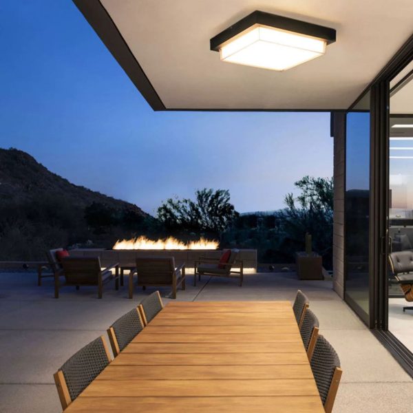 Modern Minimalist Outdoor Waterproof Square Aluminum Frame PC Shade LED Flush Mount Ceiling Light For Outdoor Patio - Image 20