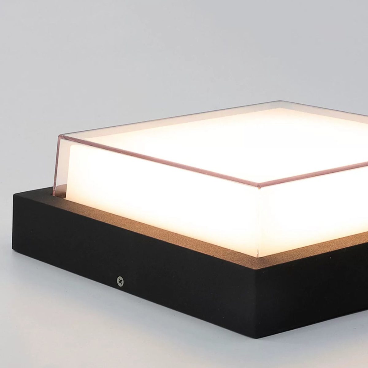 Modern Minimalist Outdoor Waterproof Square Aluminum Frame PC Shade LED Flush Mount Ceiling Light For Outdoor Patio - Image 9