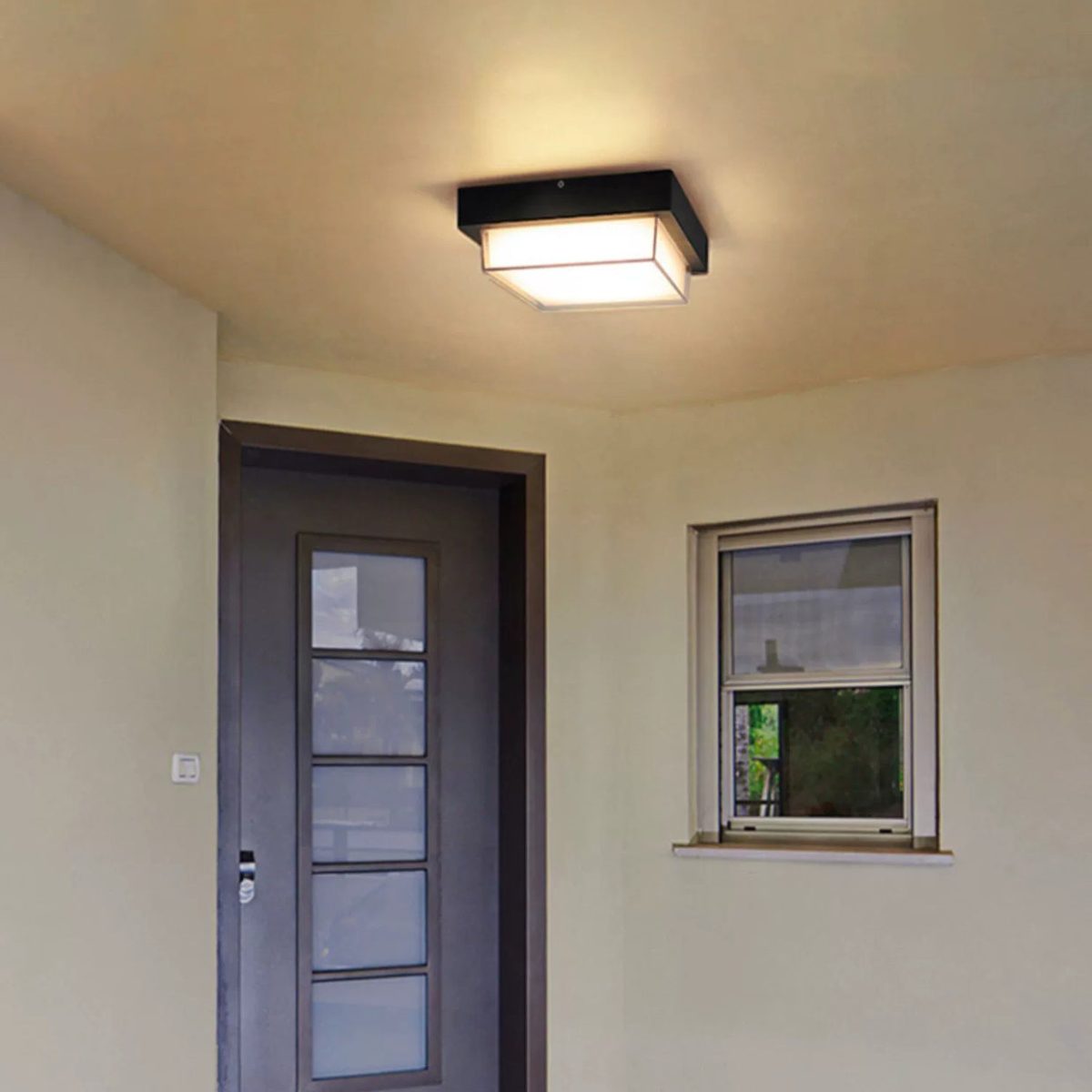 Modern Minimalist Outdoor Waterproof Square Aluminum Frame PC Shade LED Flush Mount Ceiling Light For Outdoor Patio - Image 22
