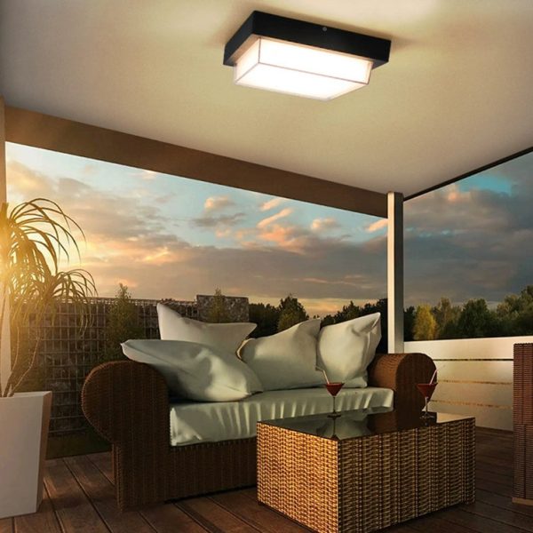 Modern Minimalist Outdoor Waterproof Square Aluminum Frame PC Shade LED Flush Mount Ceiling Light For Outdoor Patio - Image 23