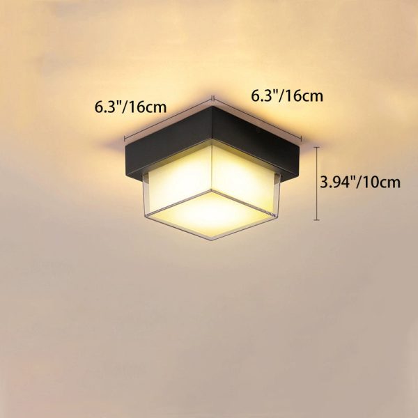 Modern Minimalist Outdoor Waterproof Square Aluminum Frame PC Shade LED Flush Mount Ceiling Light For Outdoor Patio - Image 4