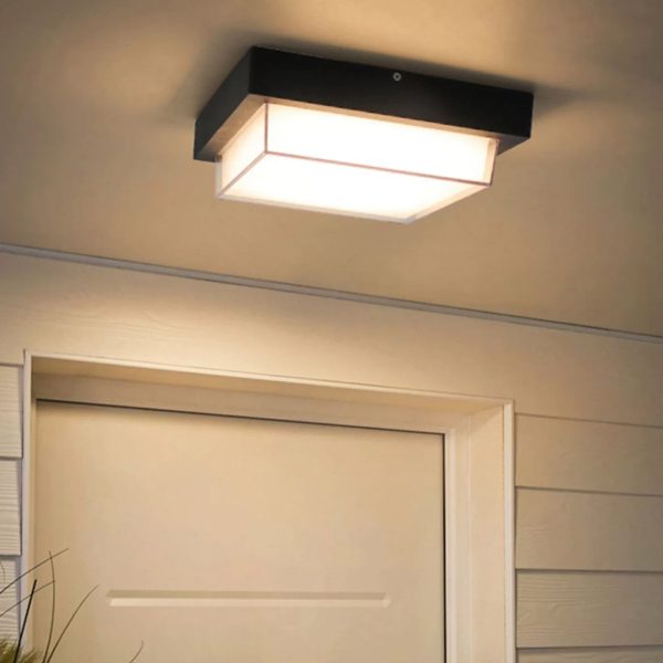 Modern Minimalist Outdoor Waterproof Square Aluminum Frame PC Shade LED Flush Mount Ceiling Light For Outdoor Patio - Image 25