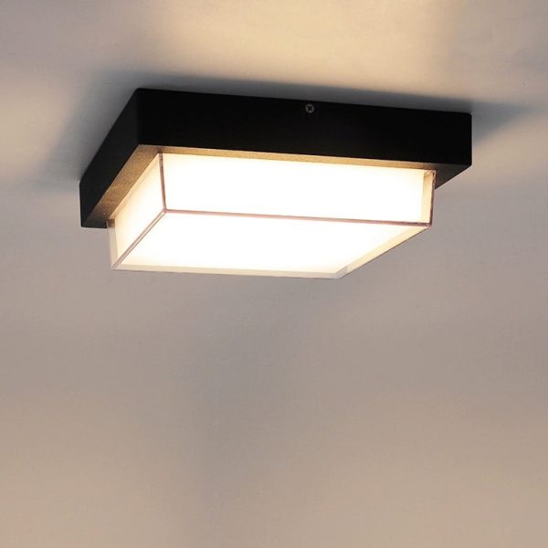 Modern Minimalist Outdoor Waterproof Square Aluminum Frame PC Shade LED Flush Mount Ceiling Light For Outdoor Patio - Image 26