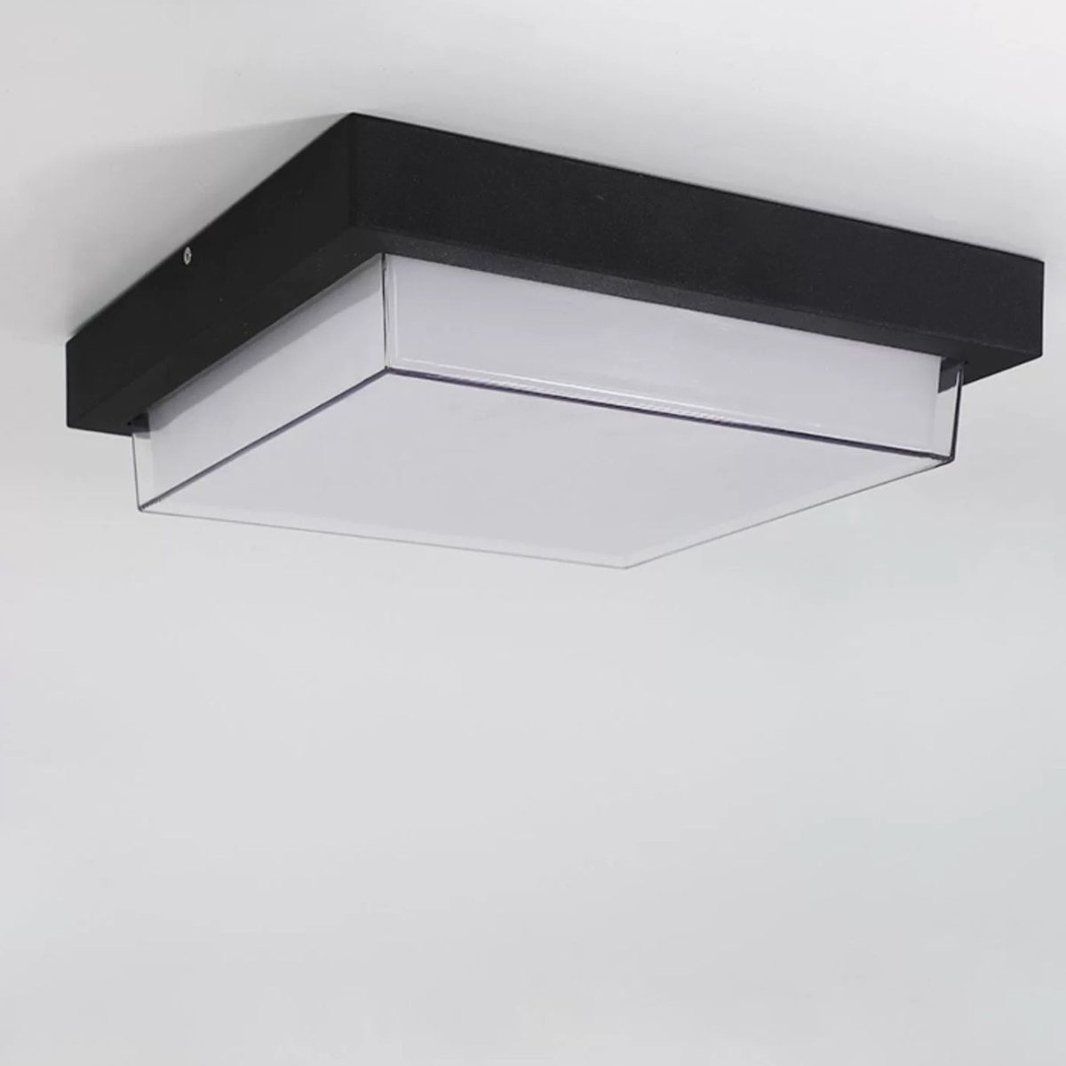 Modern Minimalist Outdoor Waterproof Square Aluminum Frame PC Shade LED Flush Mount Ceiling Light For Outdoor Patio - Image 11