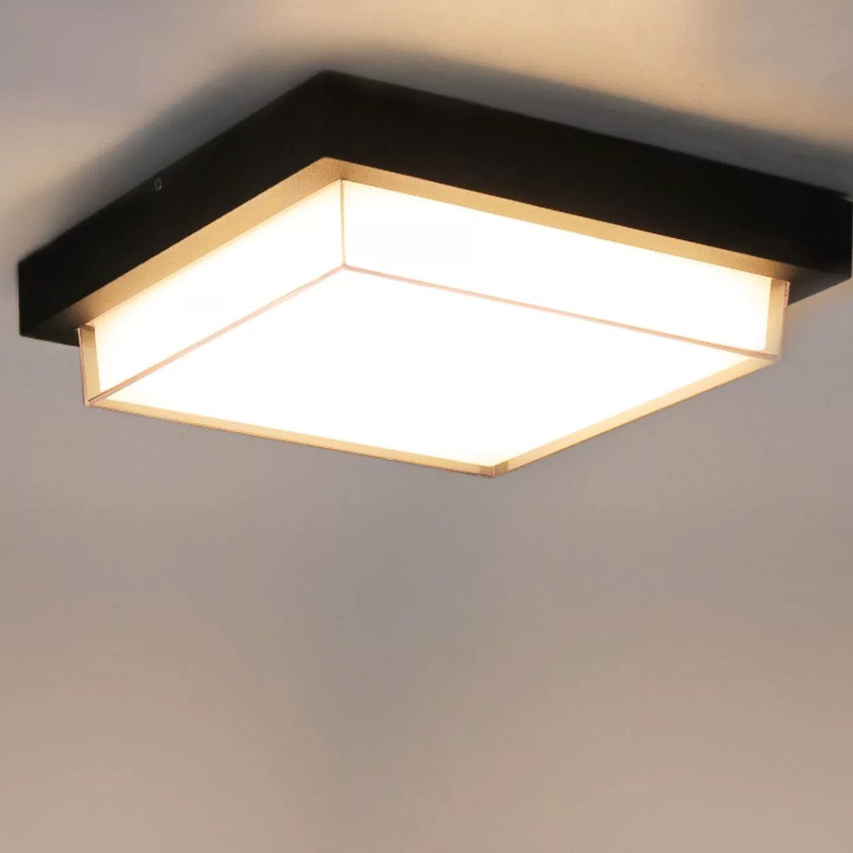 Modern Minimalist Outdoor Waterproof Square Aluminum Frame PC Shade LED Flush Mount Ceiling Light For Outdoor Patio - Image 27