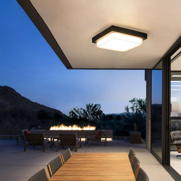 Modern Minimalist Outdoor Waterproof Square Aluminum Frame PC Shade LED Flush Mount Ceiling Light For Outdoor Patio - Image 28