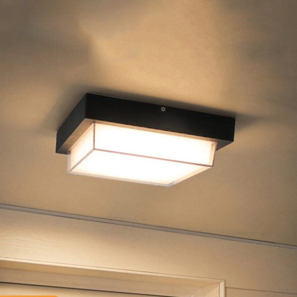 Modern Minimalist Outdoor Waterproof Square Aluminum Frame PC Shade LED Flush Mount Ceiling Light For Outdoor Patio - Image 30