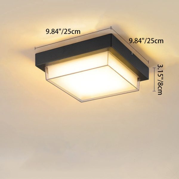 Modern Minimalist Outdoor Waterproof Square Aluminum Frame PC Shade LED Flush Mount Ceiling Light For Outdoor Patio - Image 6