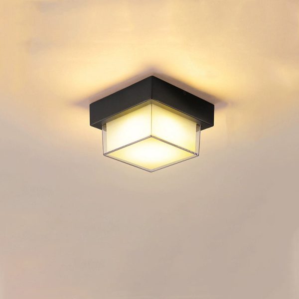 Modern Minimalist Outdoor Waterproof Square Aluminum Frame PC Shade LED Flush Mount Ceiling Light For Outdoor Patio - Image 15