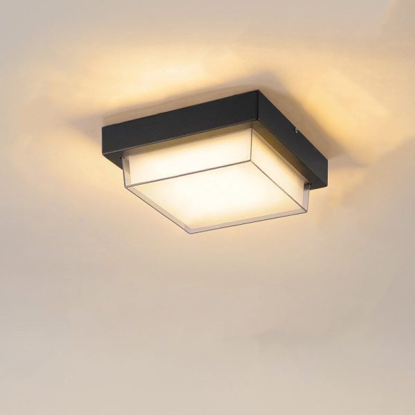 Modern Minimalist Outdoor Waterproof Square Aluminum Frame PC Shade LED Flush Mount Ceiling Light For Outdoor Patio - Image 16