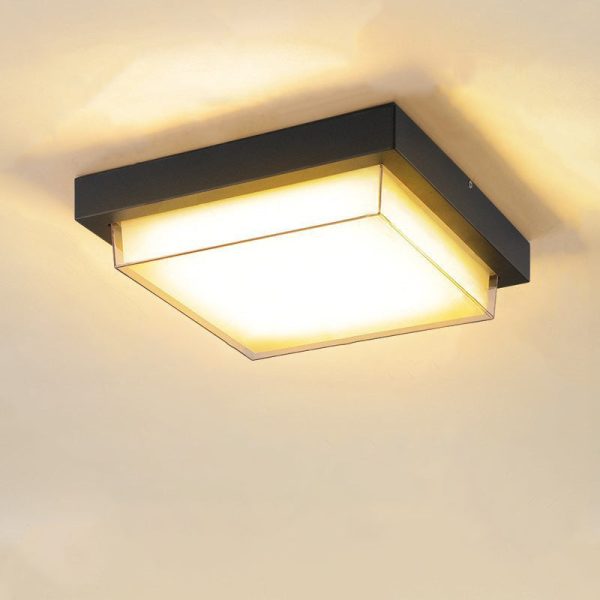 Modern Minimalist Outdoor Waterproof Square Aluminum Frame PC Shade LED Flush Mount Ceiling Light For Outdoor Patio - Image 17
