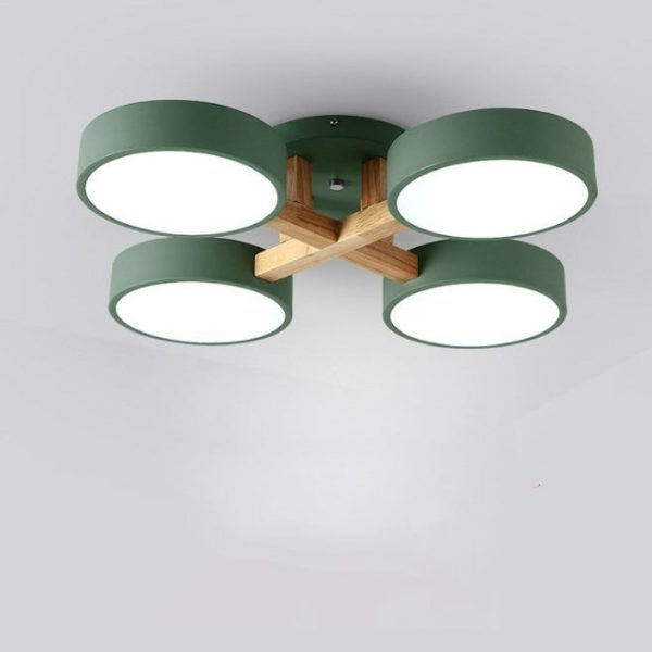 Modern Minimalist Multi Round Iron Wood Acrylic LED Semi-Flush Mount Ceiling Light For Living Room - Image 20