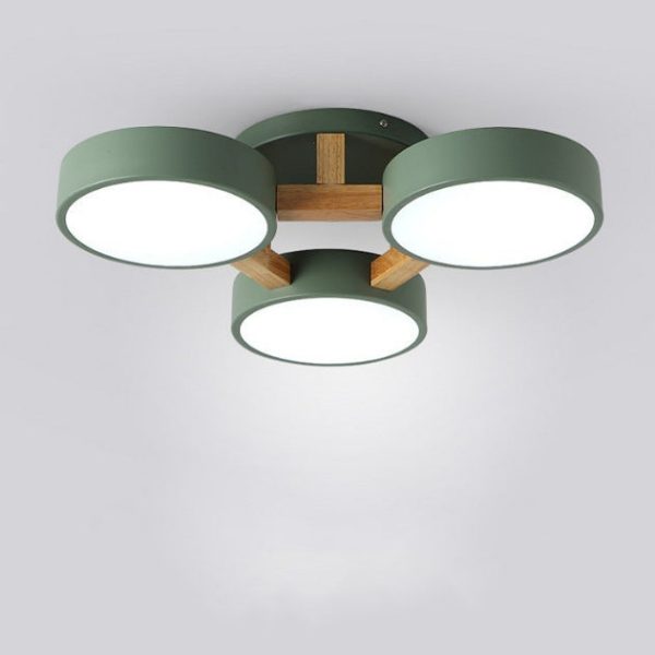 Modern Minimalist Multi Round Iron Wood Acrylic LED Semi-Flush Mount Ceiling Light For Living Room - Image 22