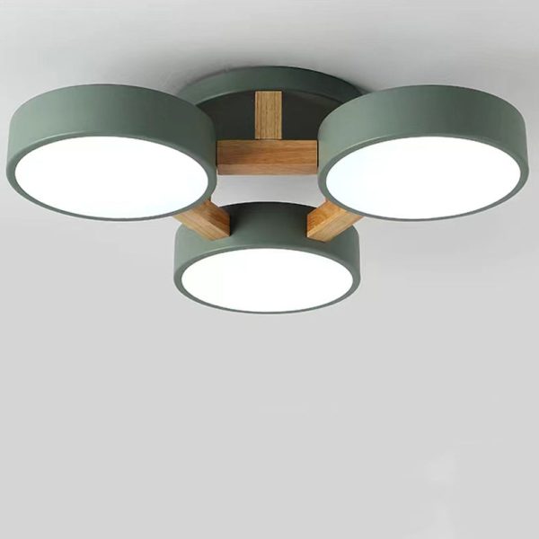 Modern Minimalist Multi Round Iron Wood Acrylic LED Semi-Flush Mount Ceiling Light For Living Room - Image 23