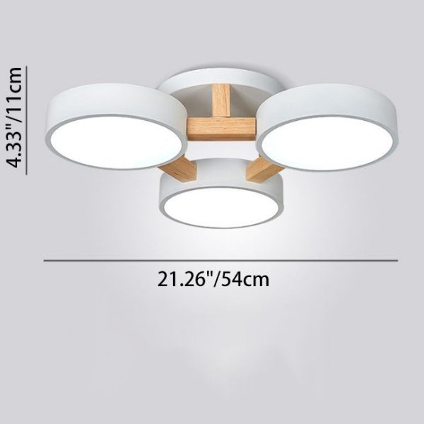 Modern Minimalist Multi Round Iron Wood Acrylic LED Semi-Flush Mount Ceiling Light For Living Room - Image 4