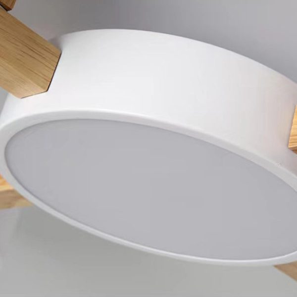 Modern Minimalist Multi Round Iron Wood Acrylic LED Semi-Flush Mount Ceiling Light For Living Room - Image 8