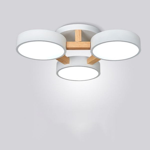 Modern Minimalist Multi Round Iron Wood Acrylic LED Semi-Flush Mount Ceiling Light For Living Room - Image 13