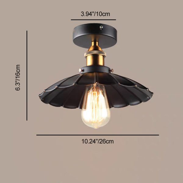 Contemporary Industrial Round Lotus Leaf Shape Iron 1-Light Semi-Flush Mount Ceiling Light For Living Room - Image 5
