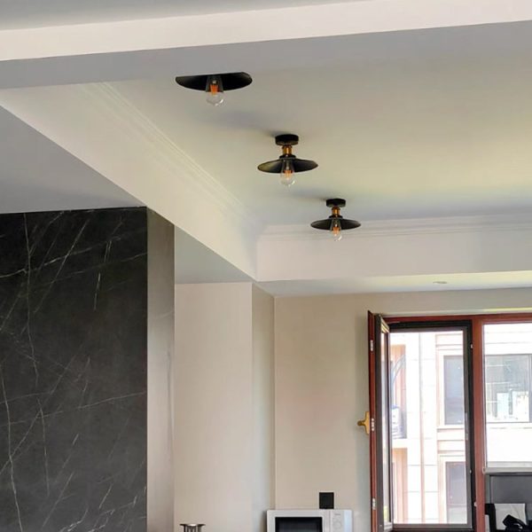 Contemporary Industrial Round Lotus Leaf Shape Iron 1-Light Semi-Flush Mount Ceiling Light For Living Room - Image 9