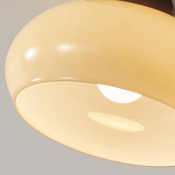 Traditional Vintage Dome Iron Wood Glass 1-Light Semi-Flush Mount Ceiling Light For Living Room - Image 6