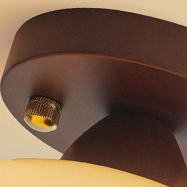 Traditional Vintage Dome Iron Wood Glass 1-Light Semi-Flush Mount Ceiling Light For Living Room - Image 9