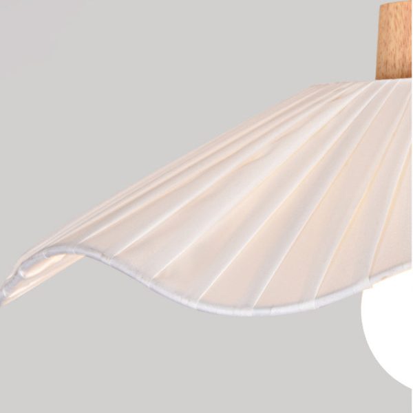 Contemporary Coastal Wave Wood Fabric 1-Light Semi-Flush Mount Ceiling Light For Living Room - Image 5