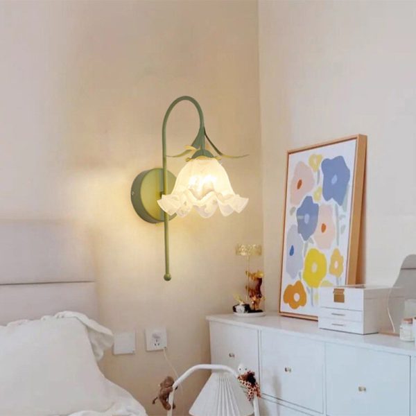 Contemporary Retro Flower Iron Glass 1-Light Wall Sconce Lamp For Living Room - Image 15