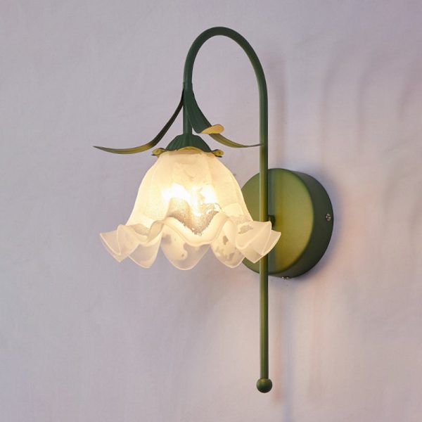 Contemporary Retro Flower Iron Glass 1-Light Wall Sconce Lamp For Living Room - Image 3
