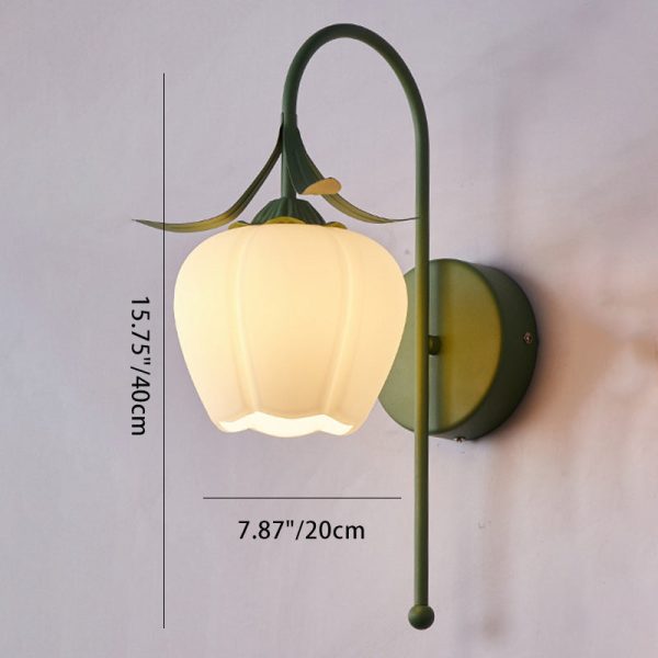 Contemporary Retro Flower Iron Glass 1-Light Wall Sconce Lamp For Living Room - Image 5