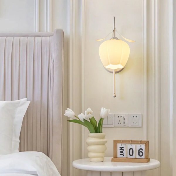 Contemporary Retro Flower Iron Glass 1-Light Wall Sconce Lamp For Living Room - Image 9