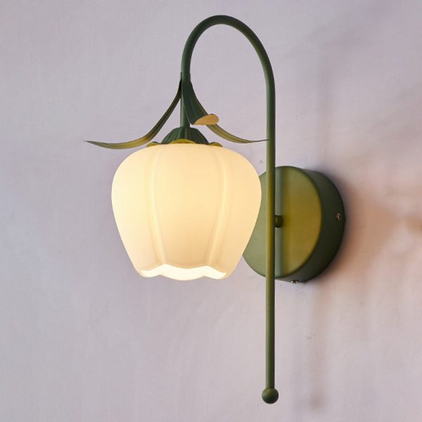 Contemporary Retro Flower Iron Glass 1-Light Wall Sconce Lamp For Living Room - Image 11