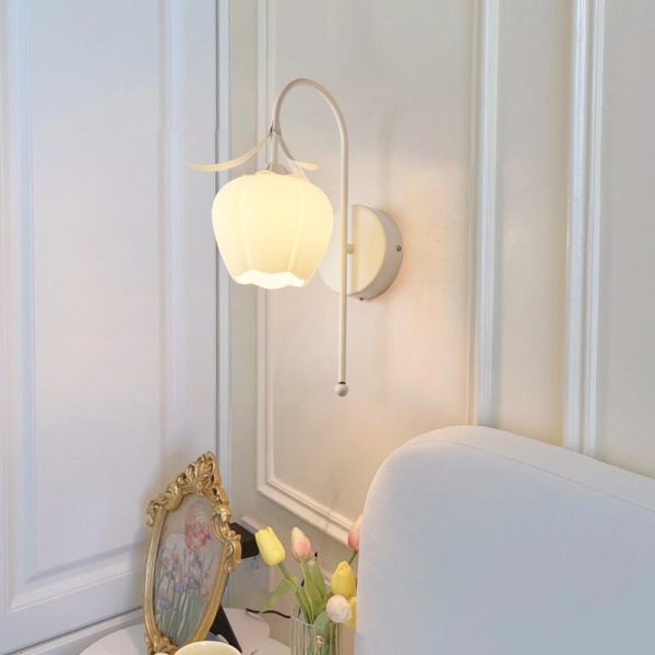 Contemporary Retro Flower Iron Glass 1-Light Wall Sconce Lamp For Living Room - Image 10