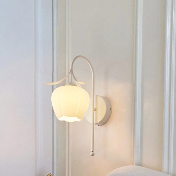 Contemporary Retro Flower Iron Glass 1-Light Wall Sconce Lamp For Living Room - Image 12