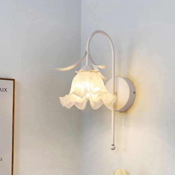 Contemporary Retro Flower Iron Glass 1-Light Wall Sconce Lamp For Living Room - Image 13