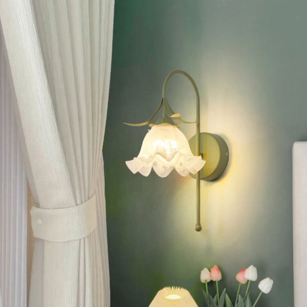 Contemporary Retro Flower Iron Glass 1-Light Wall Sconce Lamp For Living Room - Image 14