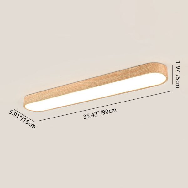 Contemporary Nordic Rectangular Wood Acrylic LED Flush Mount Ceiling Light For Living Room - Image 5
